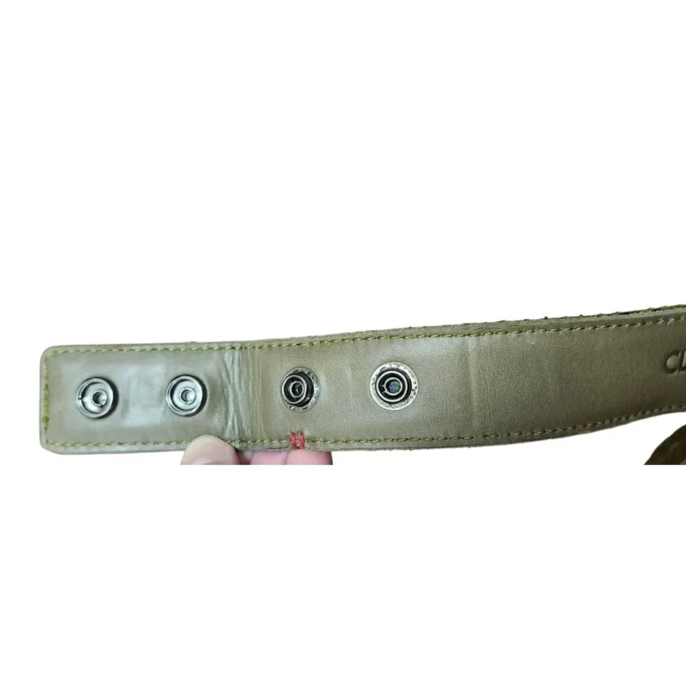 Claris Virot Baby Belt Khaki Python Leather Snap Belt Buckle Not Included